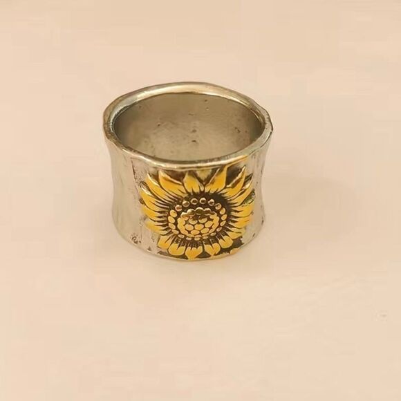 Sunflower Boho Wide Band Ring #750 - Picture 6 of 7